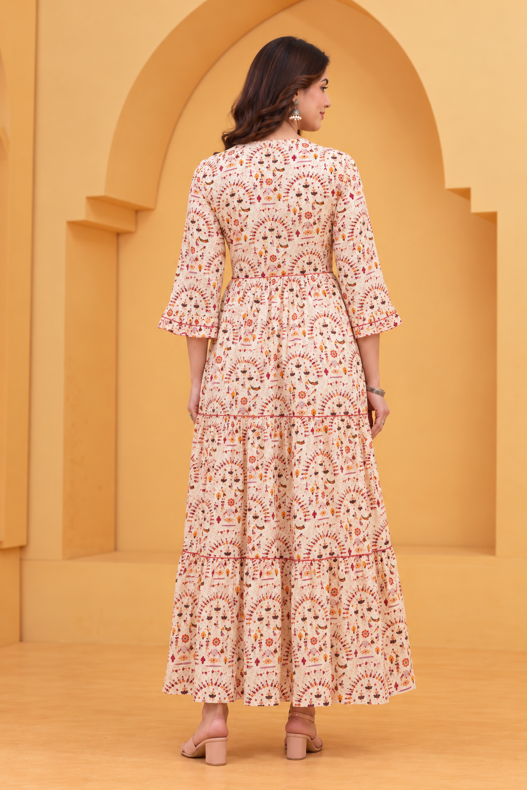 Floral Printed Cotton Maternity & Feeding Gown | Front-Open Nursing Dress
